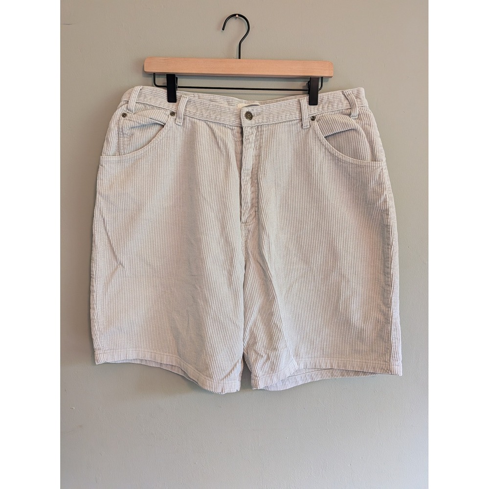 Vintage Y2K Express Corduroy Shorts 33 Loose Fit Baggy Gray Off White Wide Wale
